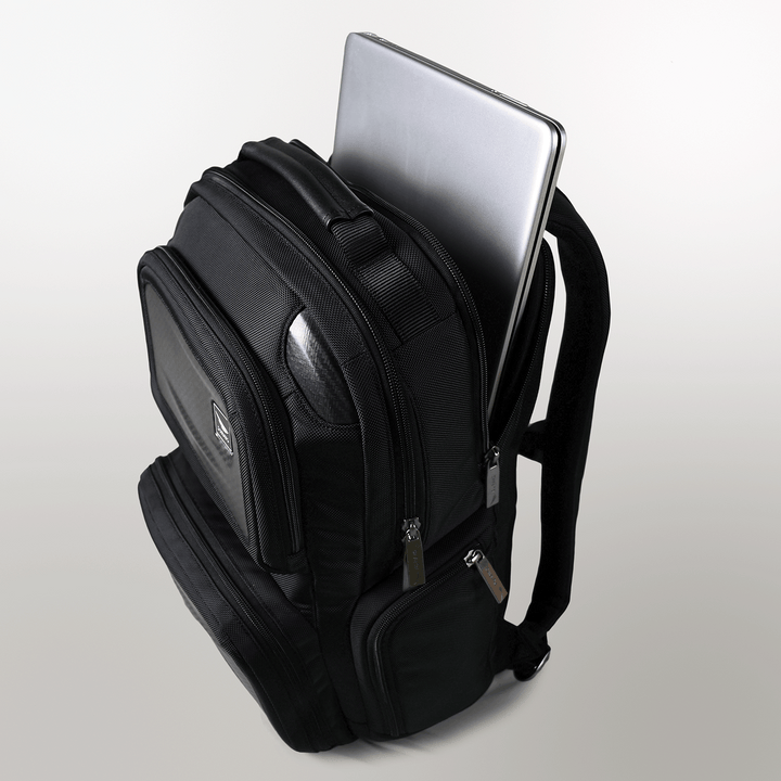 Agile backpack laptop pocket with laptop sideview High end business luxury Duravo backpack