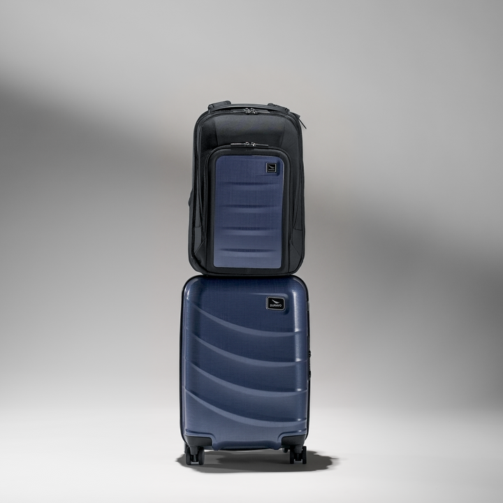 Jetsetter Blue Travel Set - Expandable Carry-On Luggage with Venture Full Backpack