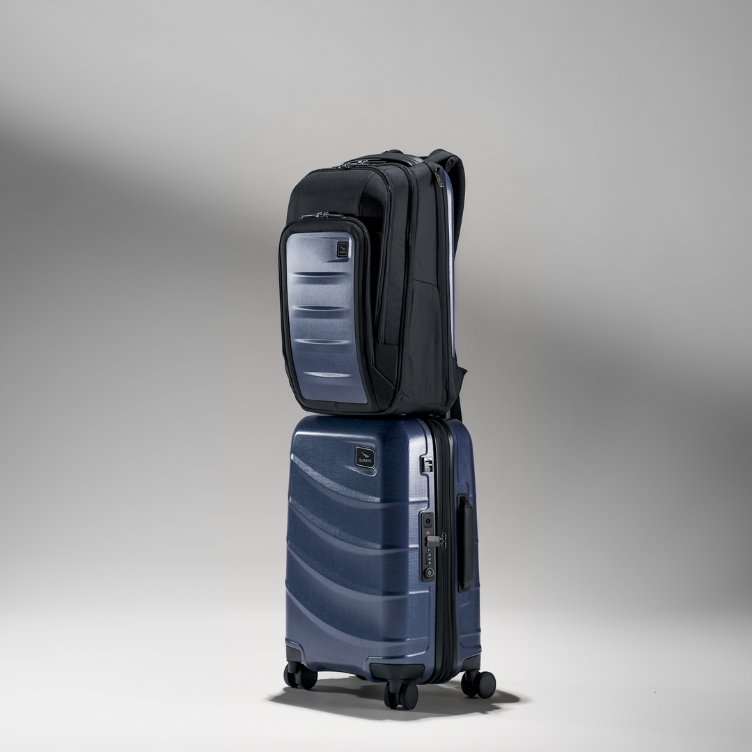 Jetsetter Blue Travel Set - Expandable Carry-On Luggage with Venture Full Backpack