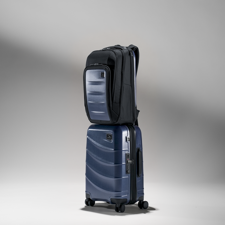 Jetsetter Blue Travel Set - Expandable Carry-On Luggage with Venture Full Backpack
