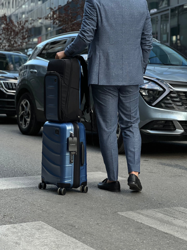 Jetsetter Blue Travel Set - Expandable Carry-On Luggage with Venture Full Backpack