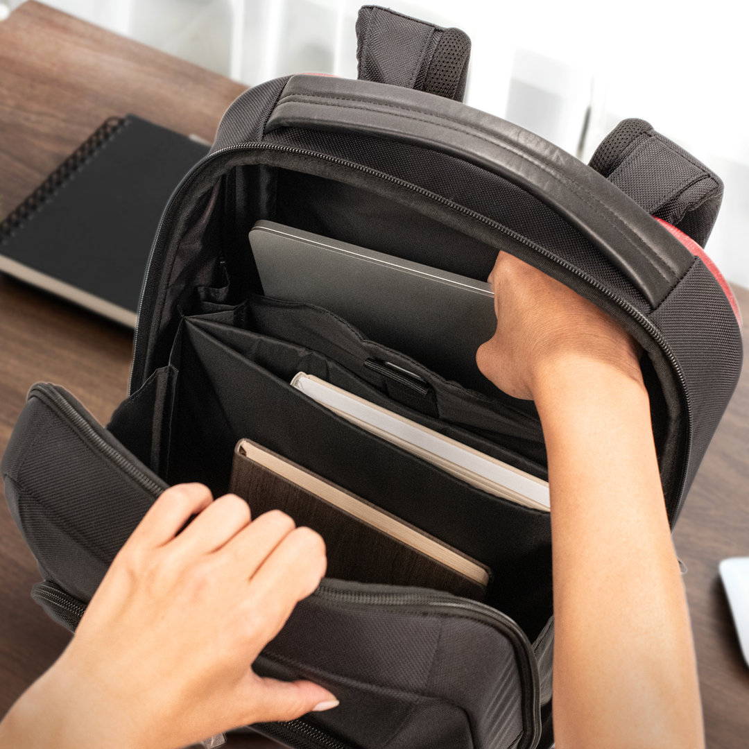 Duravo Venture Slim backpack open laptop storage