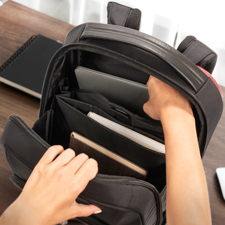 Duravo Venture Slim backpack open laptop storage